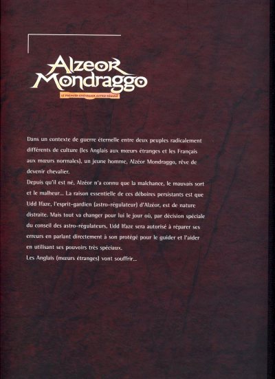Verso de l'album Alzéor Mondraggo Tome 1 La pierre blanche