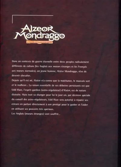 Verso de l'album Alzéor Mondraggo Tome 1 La pierre blanche