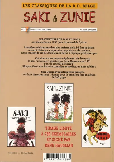 Verso de l'album Saki et Zunie Les 7 premières aventures