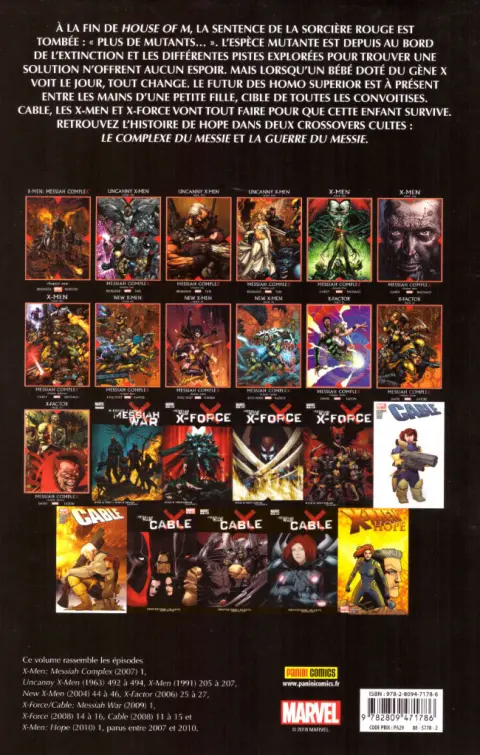 Verso de l'album X-Men - Trilogie du Messie Le Complexe du Messie