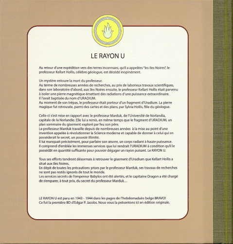 Verso de l'album Avant Blake et Mortimer Tome 1 Le Rayon «U»