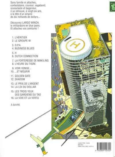 Verso de l'album Largo Winch Tome 16 La voie et la vertu
