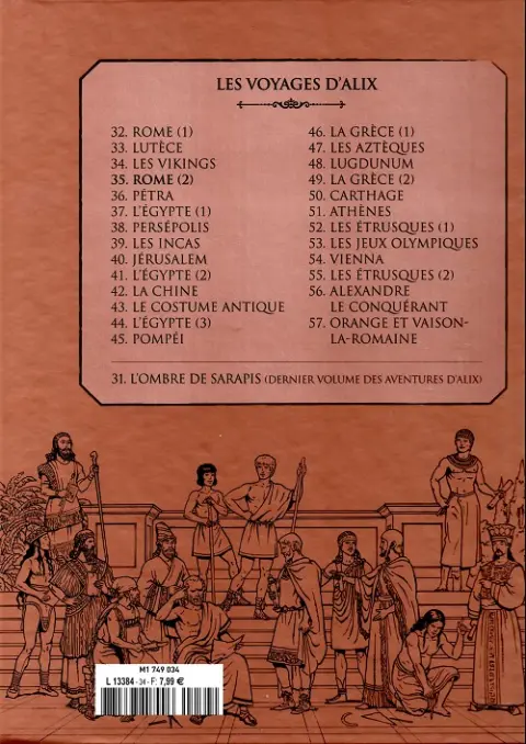 Verso de l'album Alix La collection Tome 35 Les voyages d'Alix - Rome (2)
