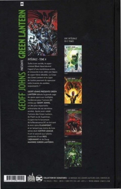 Verso de l'album Geoff Johns présente Green Lantern Intégrale Tome 4