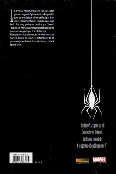 Verso de l'album Best of Marvel 1 Spider-Man : La dernière chasse de Kraven