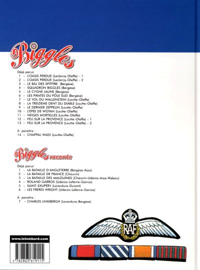Verso de l'album Biggles raconte Tome 6 Les frères Wright