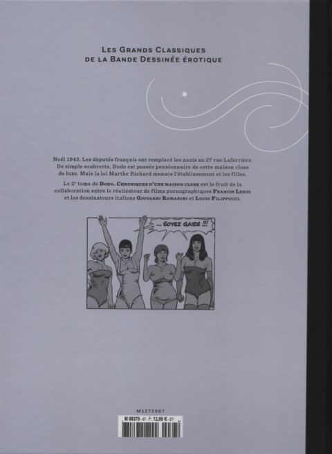 Verso de l'album Les Grands Classiques de la Bande Dessinée Érotique - La Collection Tome 67 Dodo Chroniques d'une maison close - tome 2