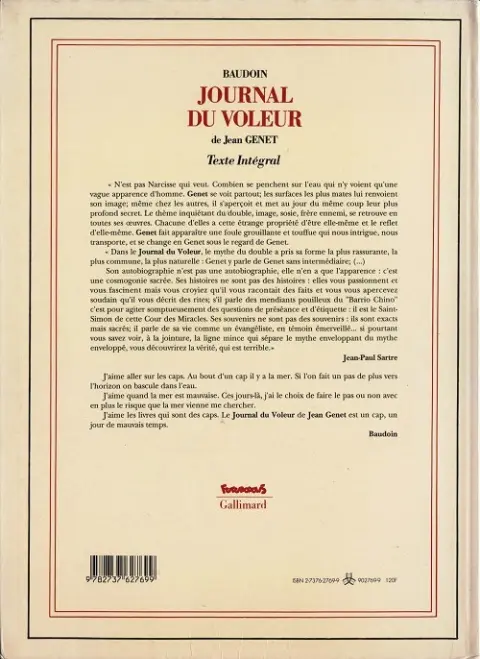 Verso de l'album Journal du voleur