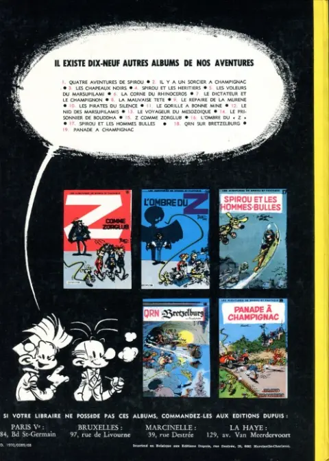 Verso de l'album Spirou et Fantasio Tome 20 Le faiseur d'or