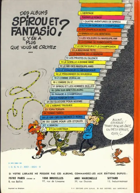 Verso de l'album Spirou et Fantasio Tome 22 L'abbaye truquée