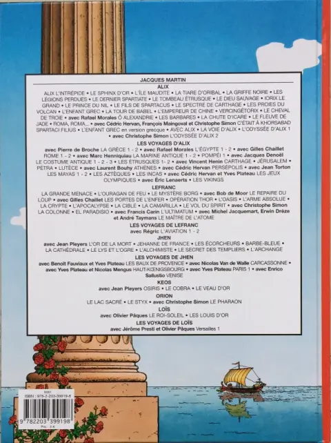 Verso de l'album Alix Tome 11 Le prince du Nil
