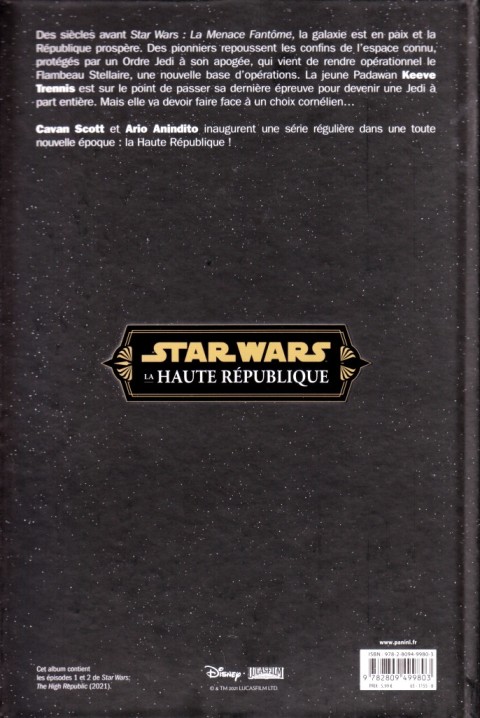 Verso de l'album Star Wars - La Haute République Tome 1 Ordalie