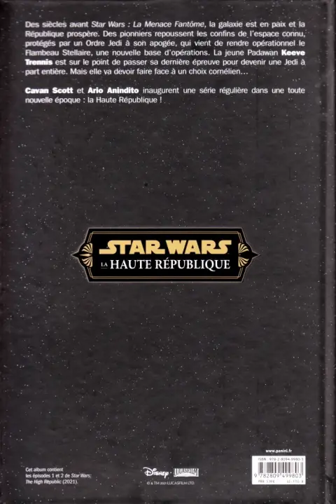 Verso de l'album Star Wars - La Haute République Phase I Tome 1 Ordalie
