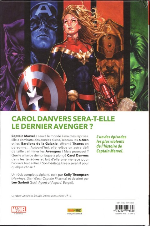 Verso de l'album Captain Marvel 3 Le dernier avenger