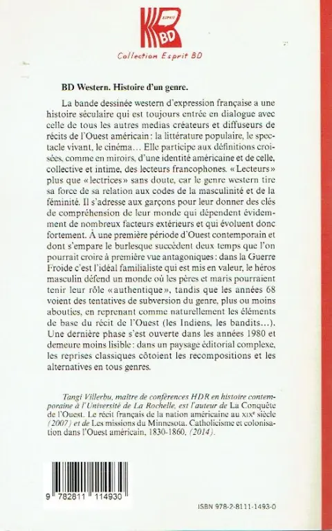 Verso de l'album BD Western - Histoire d'un genre