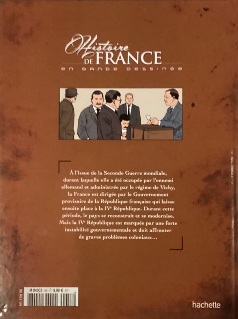 Verso de l'album Histoire de France en bande dessinée Tome 55 La IVe République le temps de la reconstruction 1944-1958