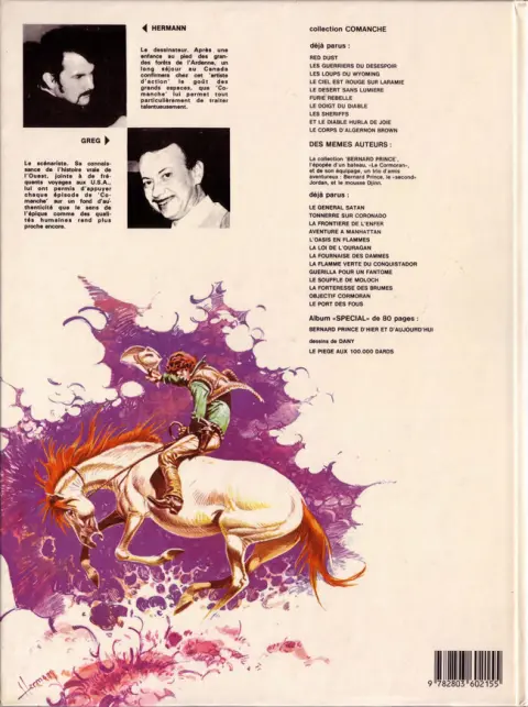 Verso de l'album Comanche Tome 1 Red Dust