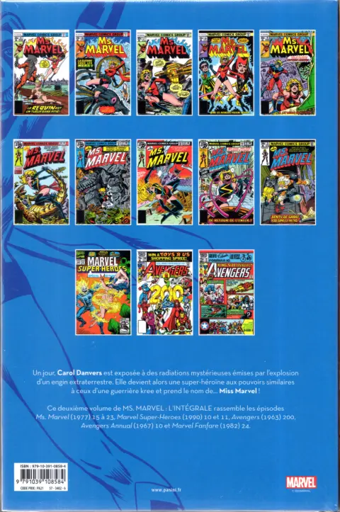 Verso de l'album Ms. Marvel - L'Intégrale Tome 2 1978-1981