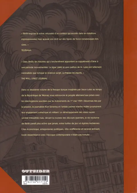 Verso de l'album Berlin Livre 2 Ville de fumée