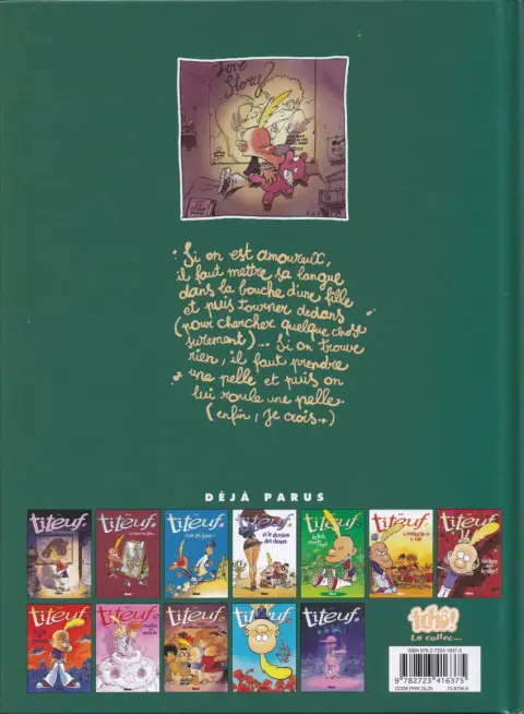 Verso de l'album Titeuf Tome 2 L'Amour, c'est pô propre...