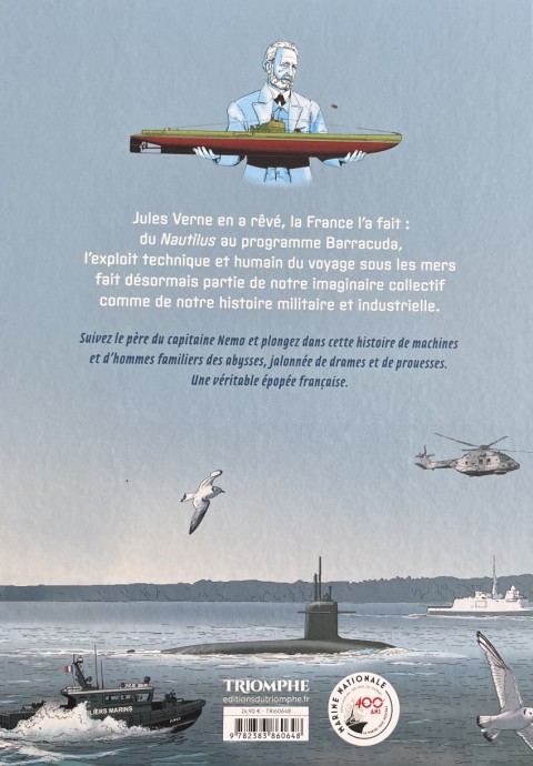 Verso de l'album Sous-marins Français 150 ans sous les mers