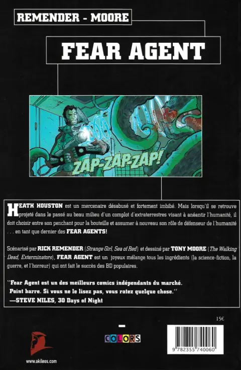 Verso de l'album Fear Agent Tome 1 Re-ignition