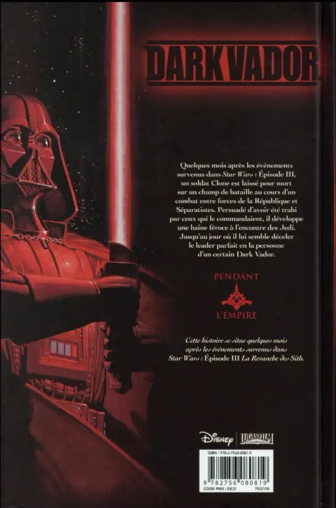Verso de l'album Star Wars - Dark Vador Tome 3 Terreur dans les ténèbres