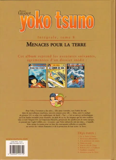 Verso de l'album Yoko Tsuno Intégrale Tome 8 Menaces pour la terre