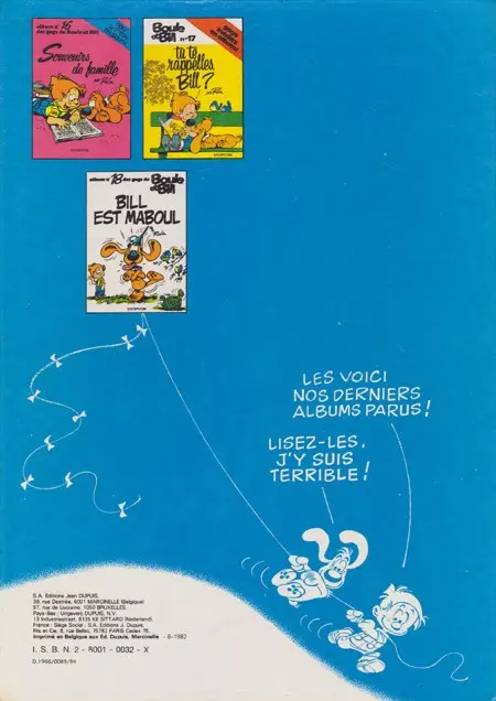 Verso de l'album Boule & Bill Tome 3 60 gags de Boule et Bill