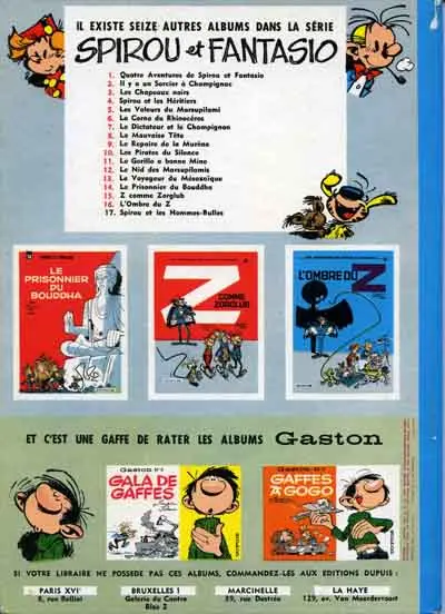 Verso de l'album Spirou et Fantasio Tome 10 Les pirates du silence