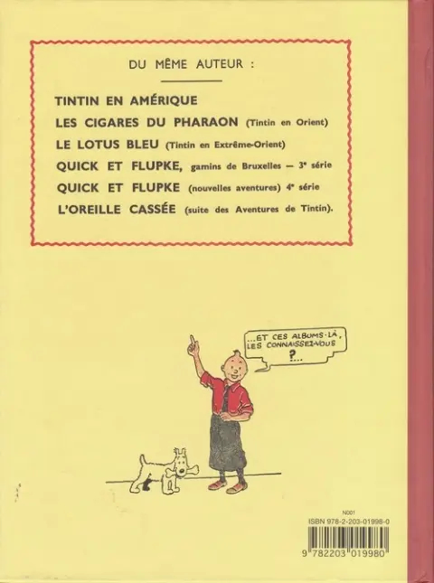 Verso de l'album Tintin Tome 2 Tintin au Congo