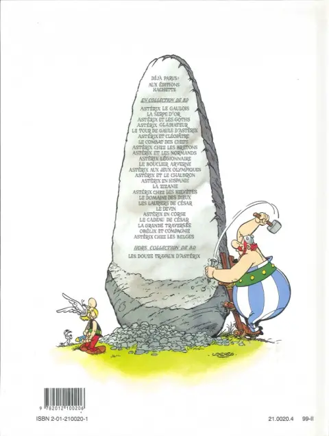 Verso de l'album Astérix Tome 20 Astérix en Corse