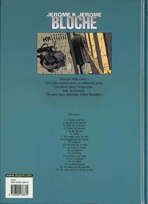 Verso de l'album Jérôme K. Jérôme Bloche Tome 19 Un chien dans un jeu de quilles