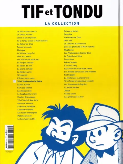 Verso de l'album Tif et Tondu La collection Tome 17 Tif et Tondu contre le Cobra