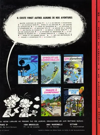 Verso de l'album Spirou et Fantasio Tome 21 Du glucose pour Noémie