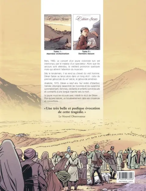 Verso de l'album Le Cahier à fleurs 1915-2015 Centenaire du génocide arménien