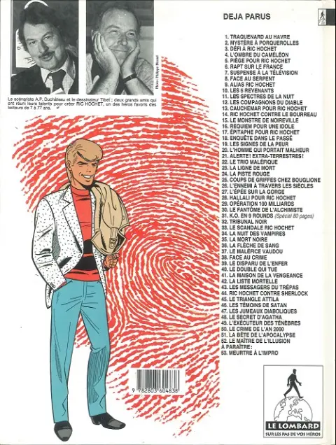 Verso de l'album Ric Hochet Tome 40 Le double qui tue