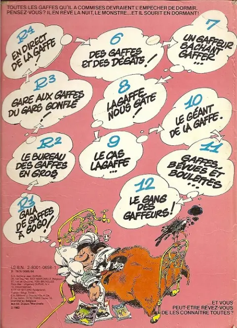 Verso de l'album Gaston Tome 13 Lagaffe mérite des baffes