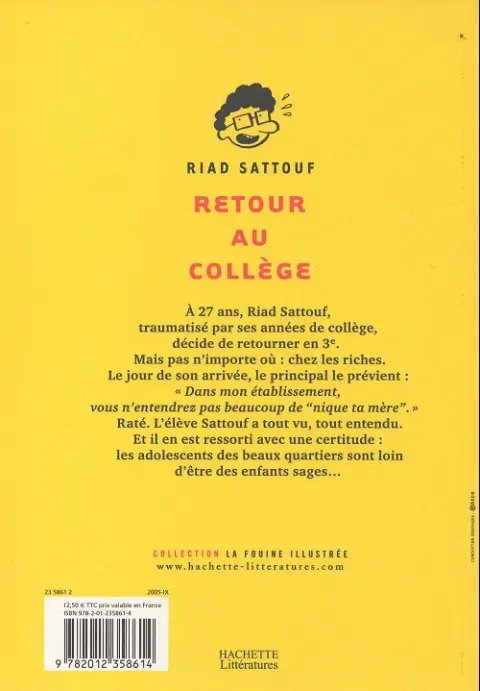 Verso de l'album Retour au collège