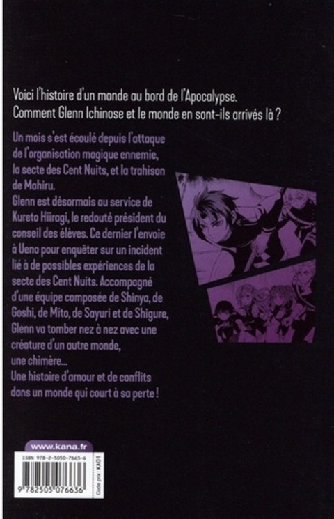 Verso de l'album Seraph of the End - Glenn Ichinose - La catastrophe de ses 16 ans 3