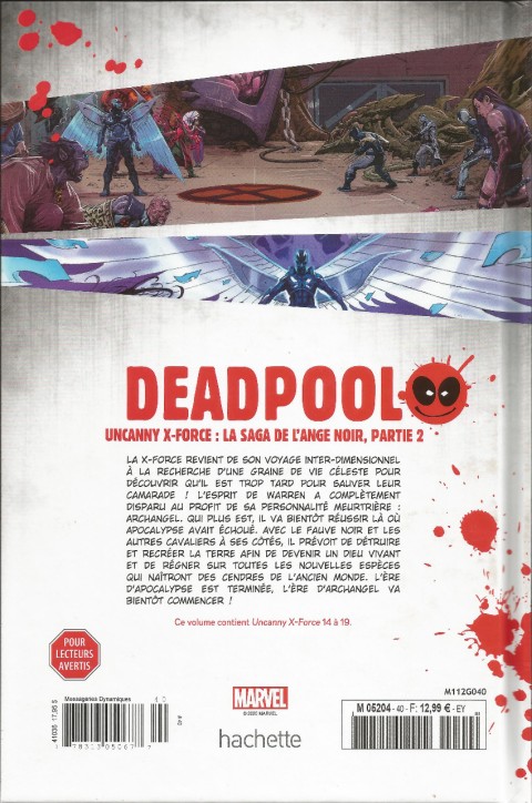 Verso de l'album Deadpool - La collection qui tue Tome 40 Uncanny X-Force : La saga de l'ange noir, partie 2