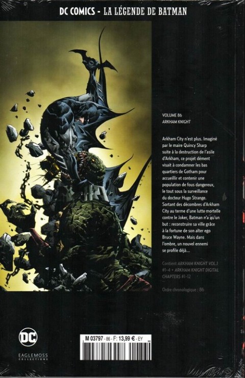 Verso de l'album DC Comics - La Légende de Batman Volume 86 Arkham knight