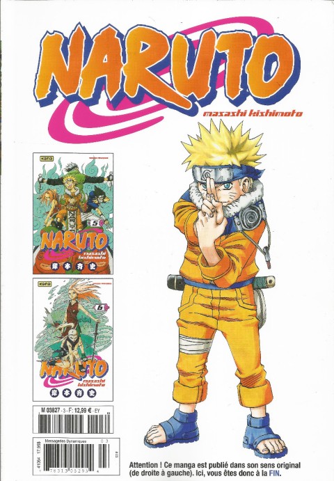 Verso de l'album Naruto L'intégrale Tome 3