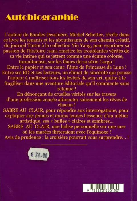 Verso de l'album Sabre au clair