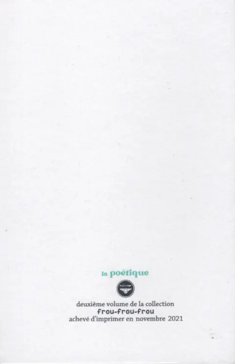 Verso de l'album La Poétique