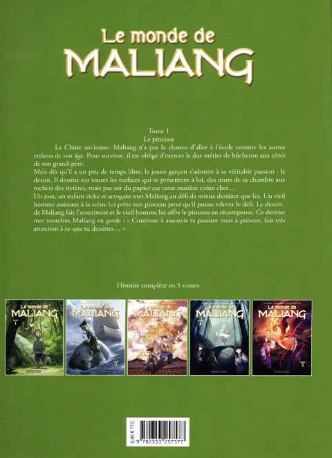 Verso de l'album Le Monde de MaLiang Tome 1 Le pinceau