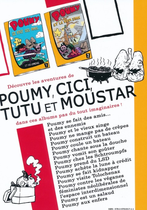 Verso de l'album Poumy 1 Poumy se fait des amis... et des ennemis