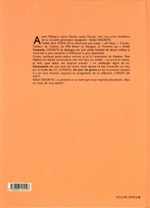 Verso de l'album Cosmopolis Tome 1 Un jour de gloire