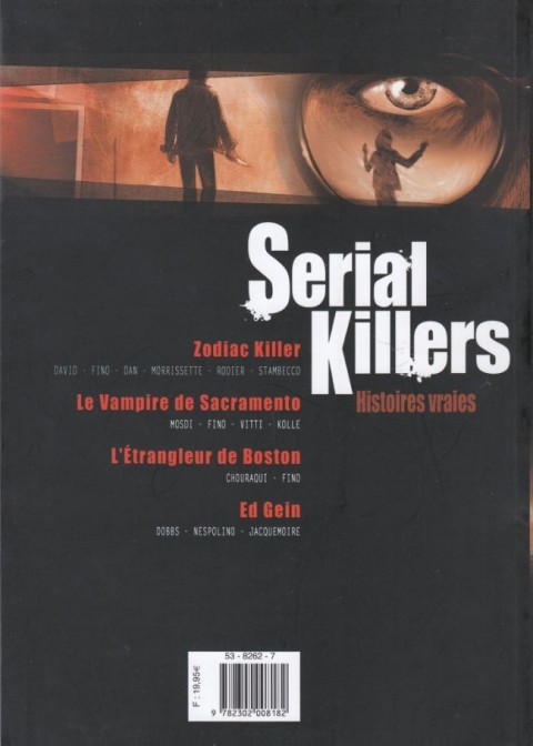 Verso de l'album Dossier tueurs en série Histoires vraies de Serial Killers en Bande dessinée