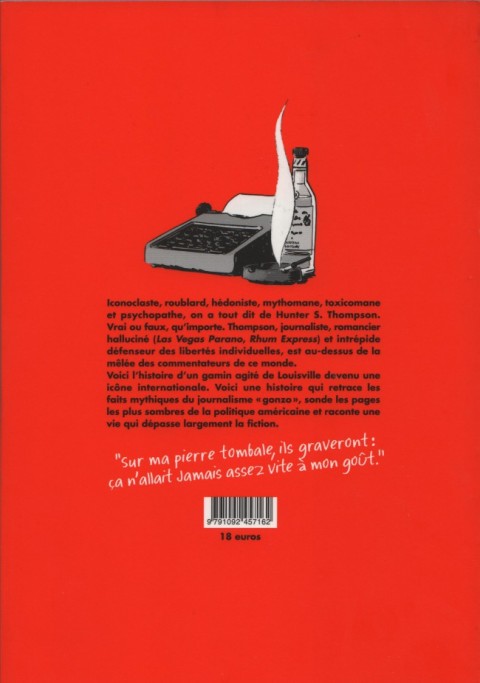 Verso de l'album Gonzo - Une biographie de Hunter S. Thompson